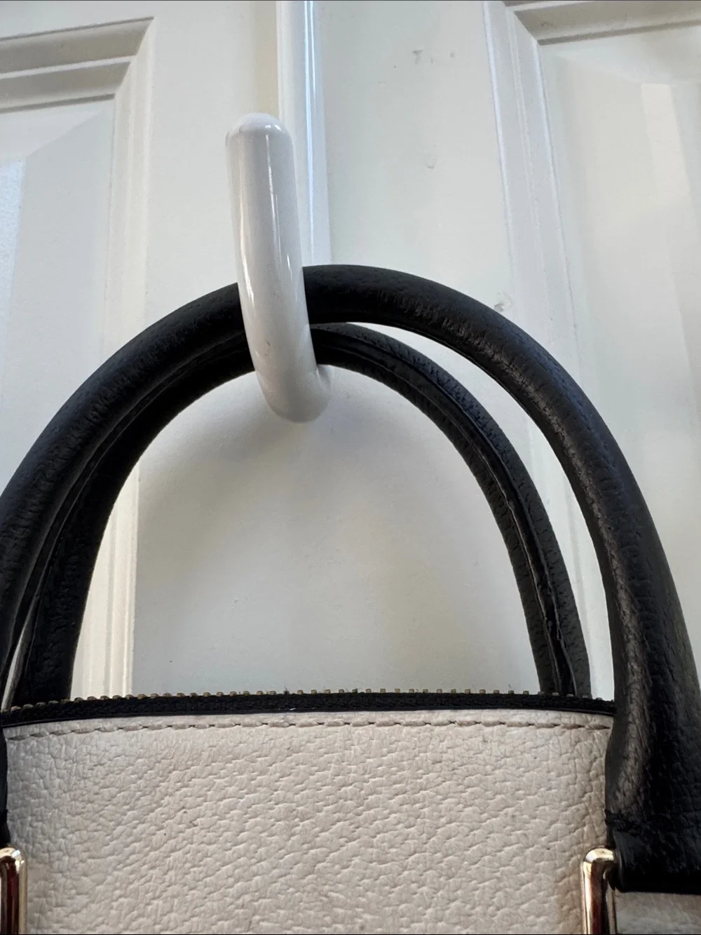 kate spade Cream and Black Textured Satchel with Crossbody Strap - Picture 7 of 10